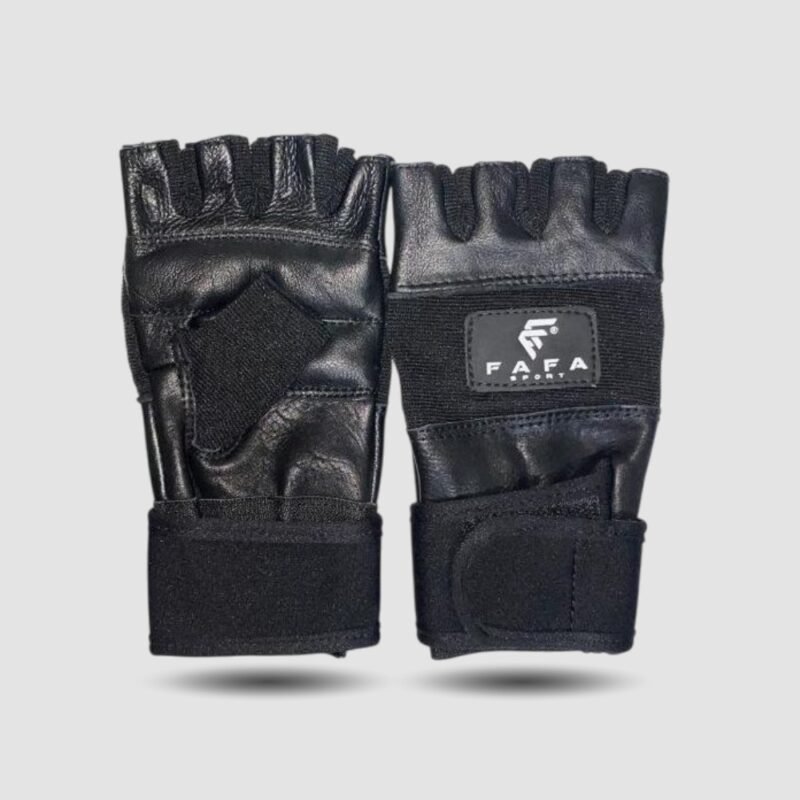 Gants de Musculation en Cuir avec Bandes de Poignet Intégrées