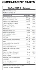Vitamines B Complexe 60 Capsules Biotech USA nutrition facts