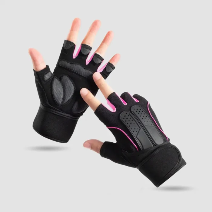 Gants de Musculation Rose Antidérapants à Doigts Longs